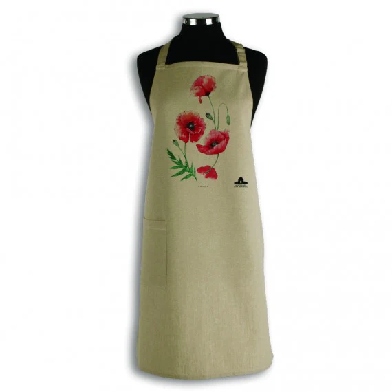 Apron: botanical poppy print
