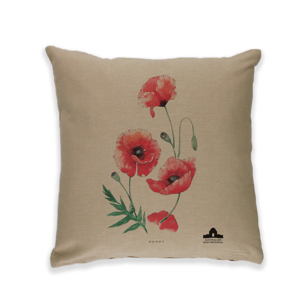 Cushion cover: botanical poppy print