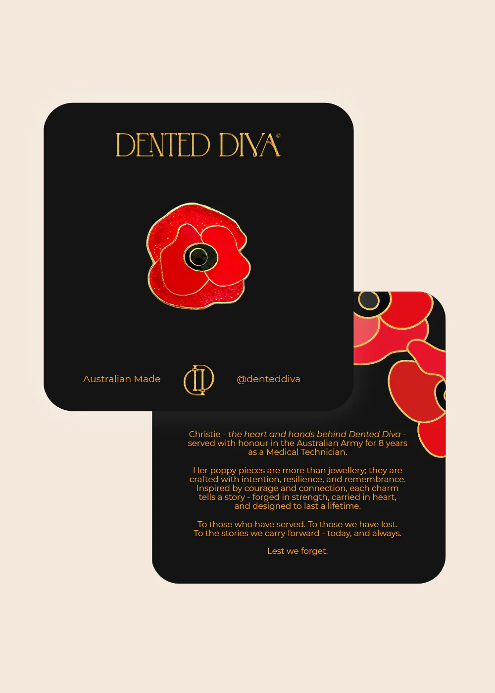 Dented Diva Poppy Lapel Pin