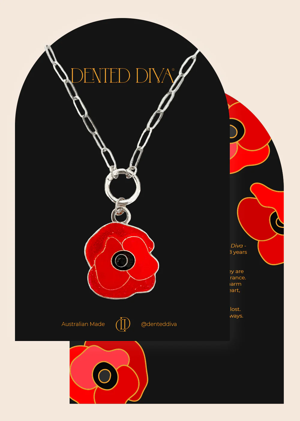 Dented Diva Poppy Necklace (Silver)
