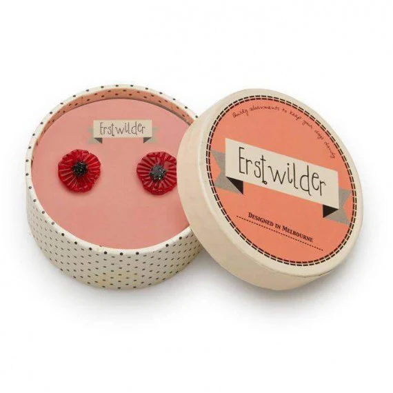 Earrings: Poppy Field studs - red - Image 2