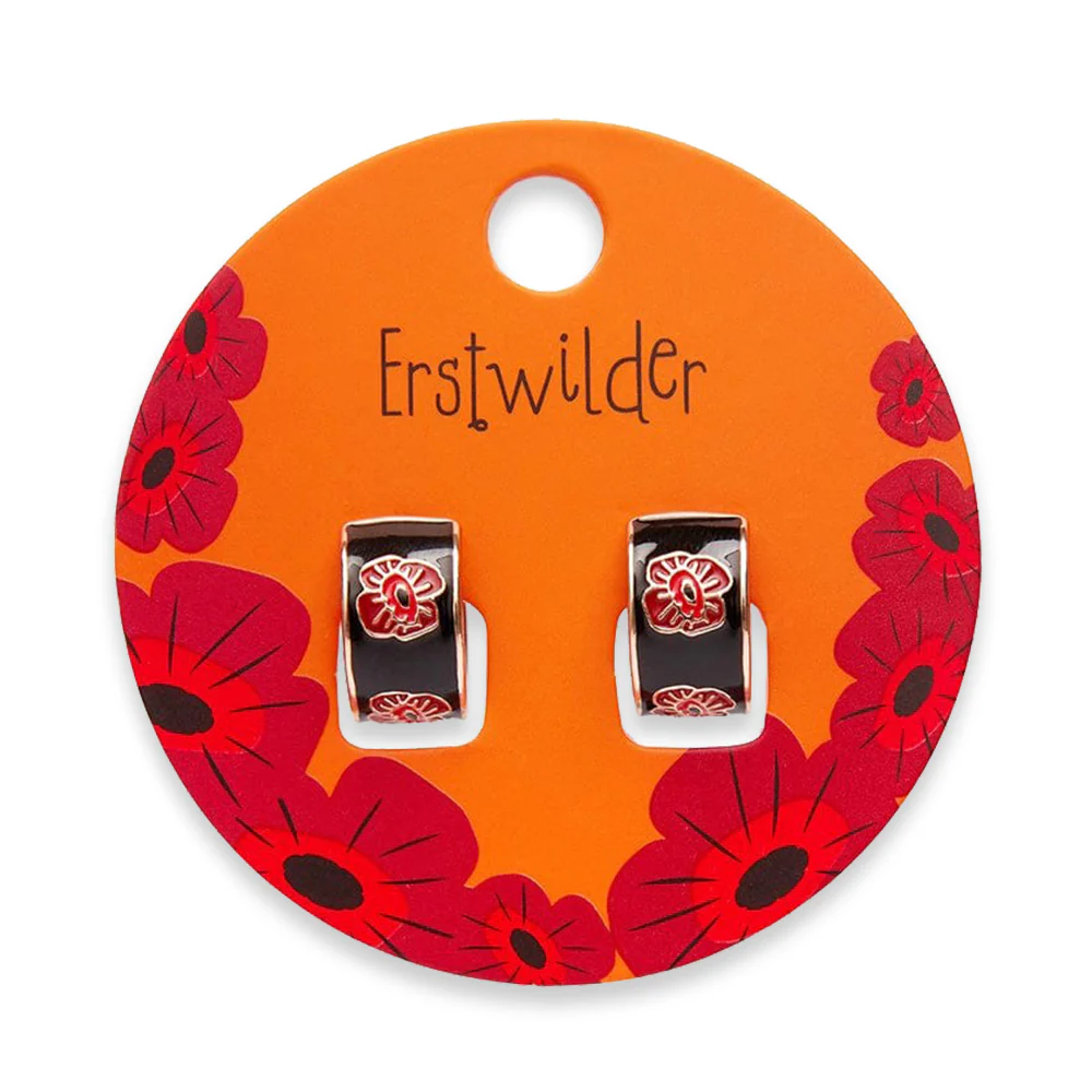Earrings: Remembrance Poppy huggies - Image 3