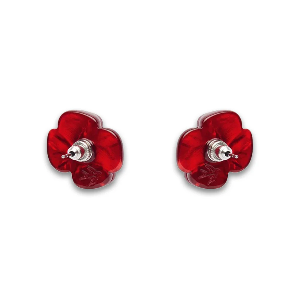 Earrings: Remembrance Poppy studs - red - Image 2