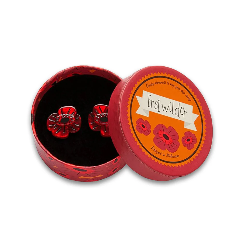Earrings: Remembrance Poppy studs - red - Image 3