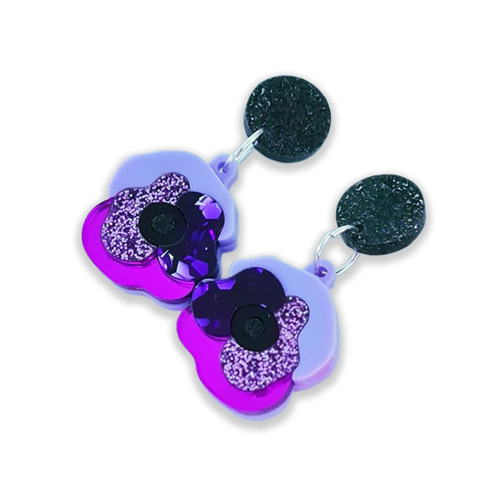 Vietnam Poppy Dangle Earrings - purple