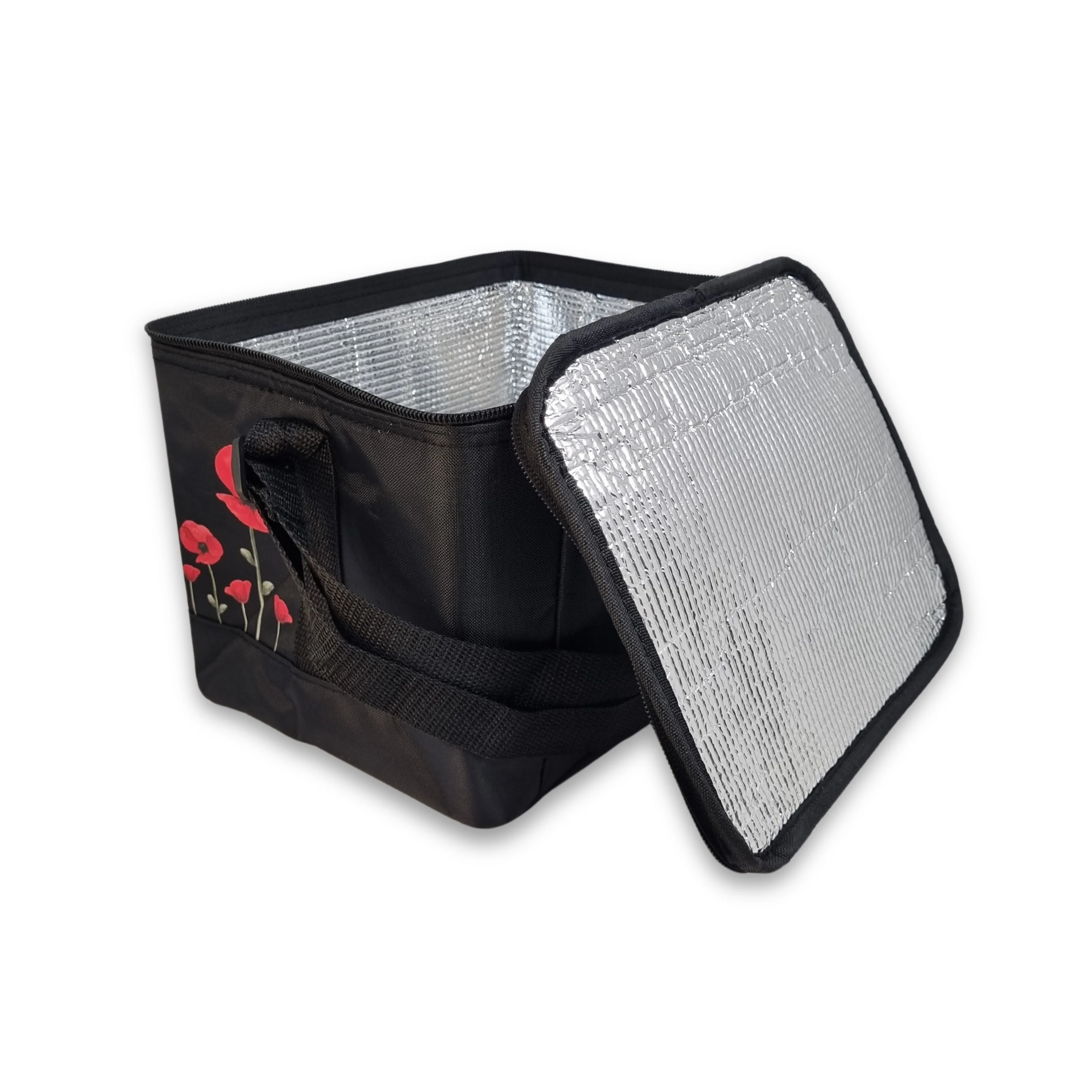 Lunch bag: Poppies - black - Image 3