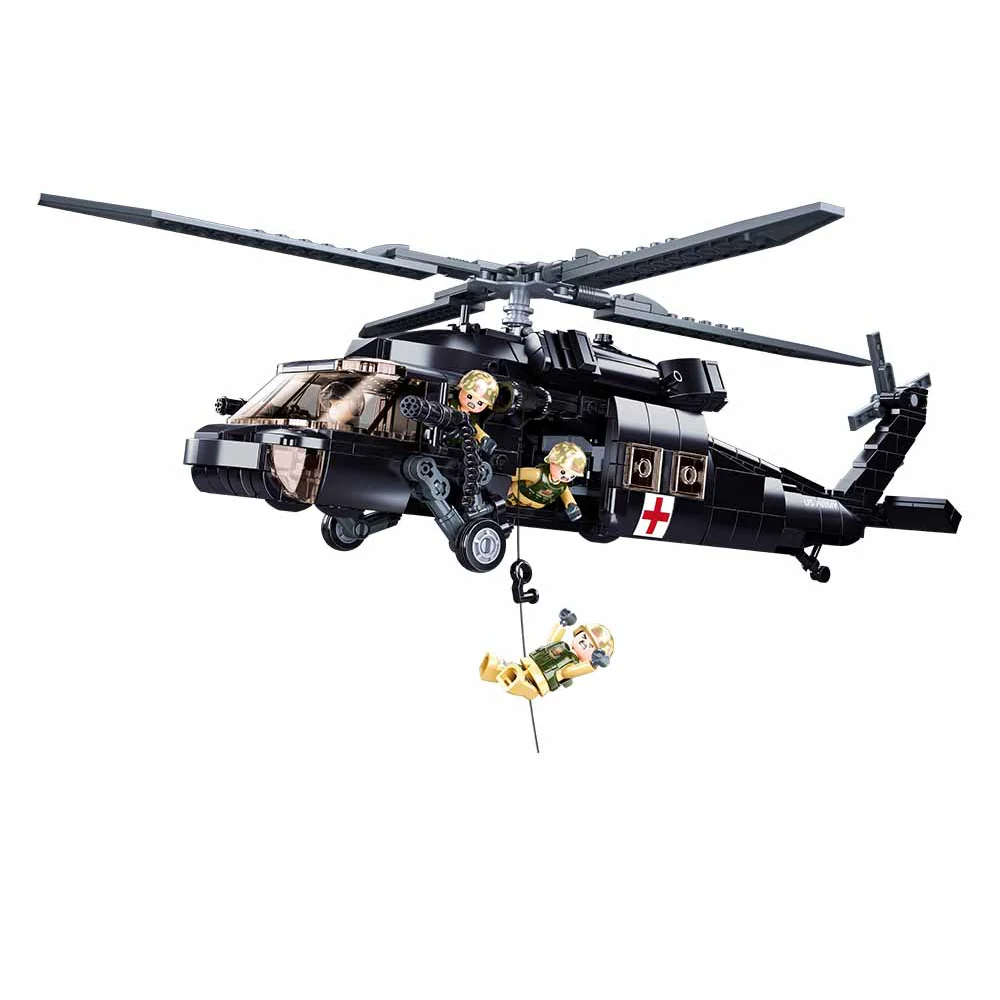 Sluban Black Hawk Rescue Helicopter Brick Set - Image 2