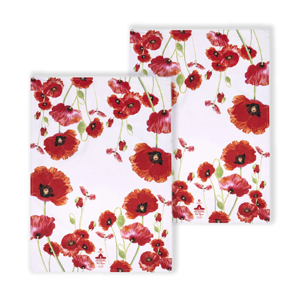 Tea towel: Red Poppies collection [set of 2]