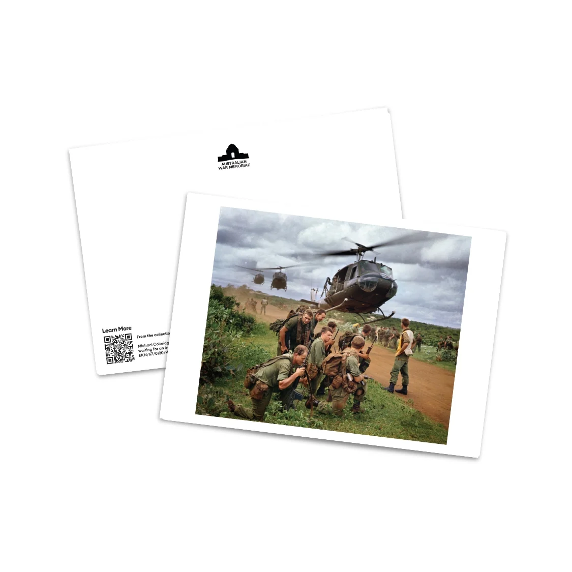 Postcard: Members of 5 Platoon, B Company, 7RAR, waiting for an Iroquois - Image 2