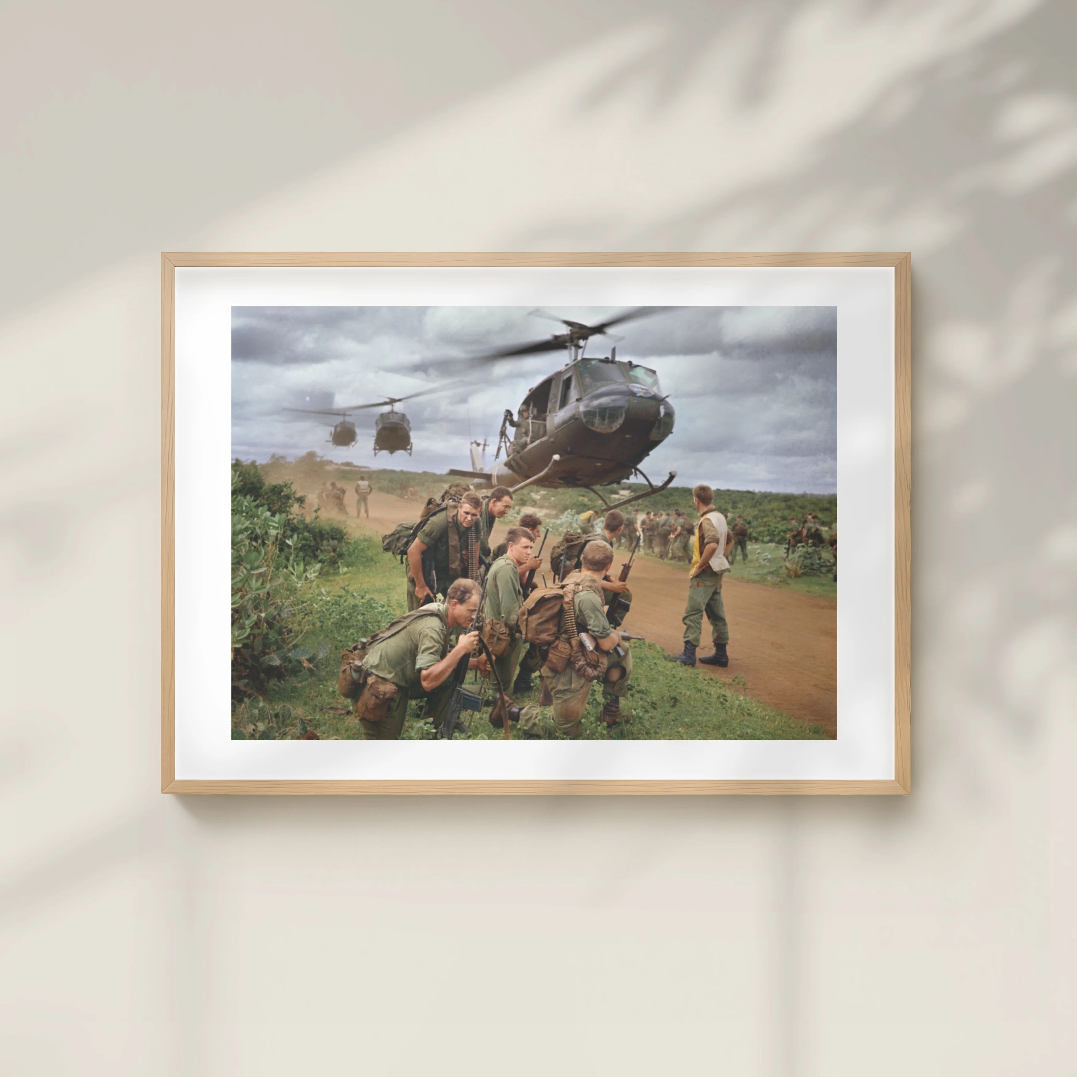 Poster, A1: Members of 5 Platoon, B Company, 7RAR, waiting for an Iroquois