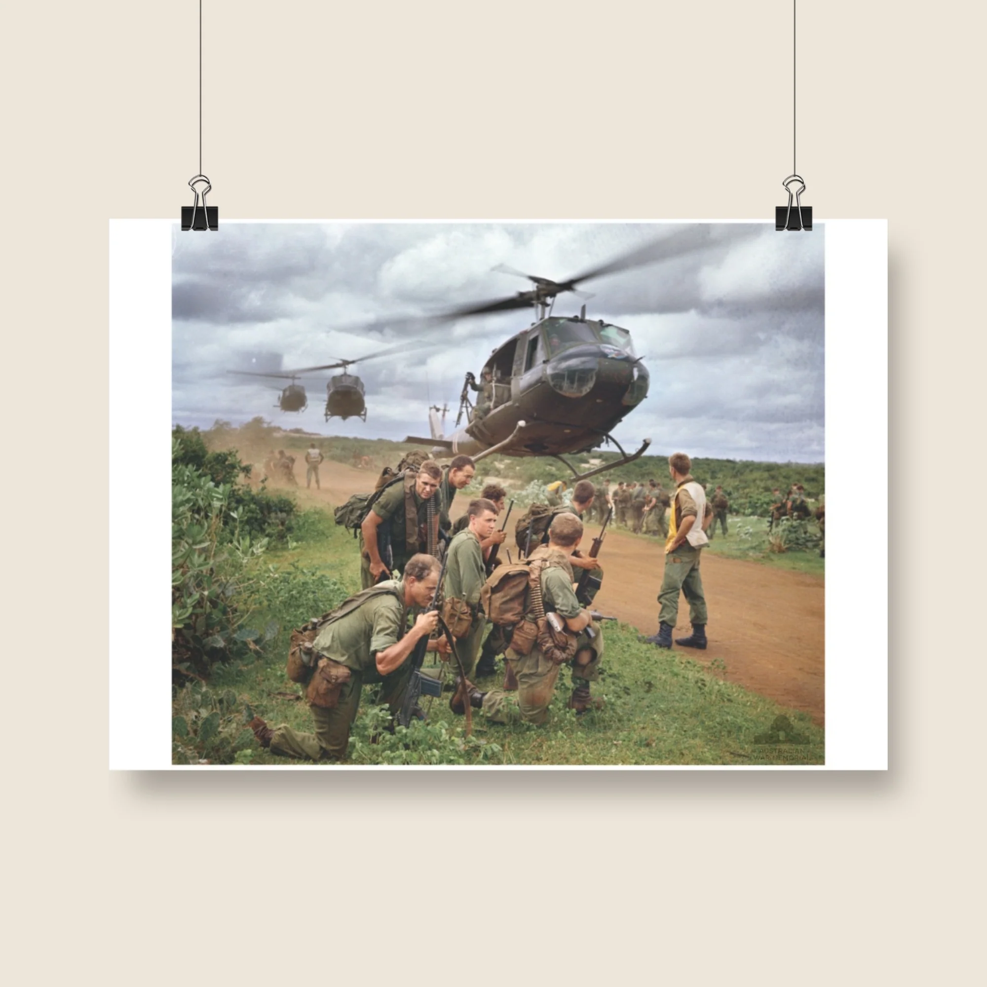 Poster, A1: Members of 5 Platoon, B Company, 7RAR, waiting for an Iroquois - Image 2