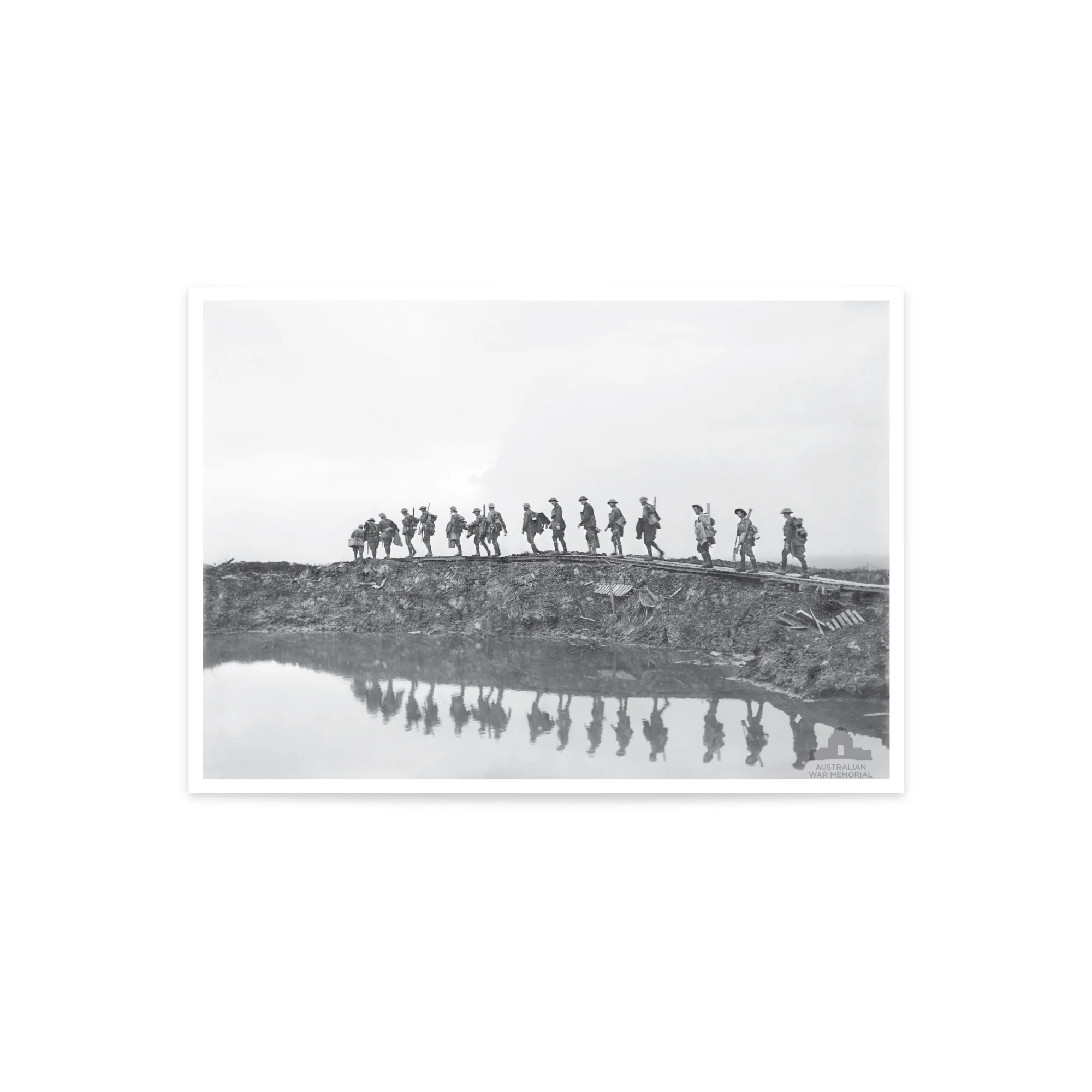 Print, A3: 1st Australian Division walking on a duckboard track - Image 2