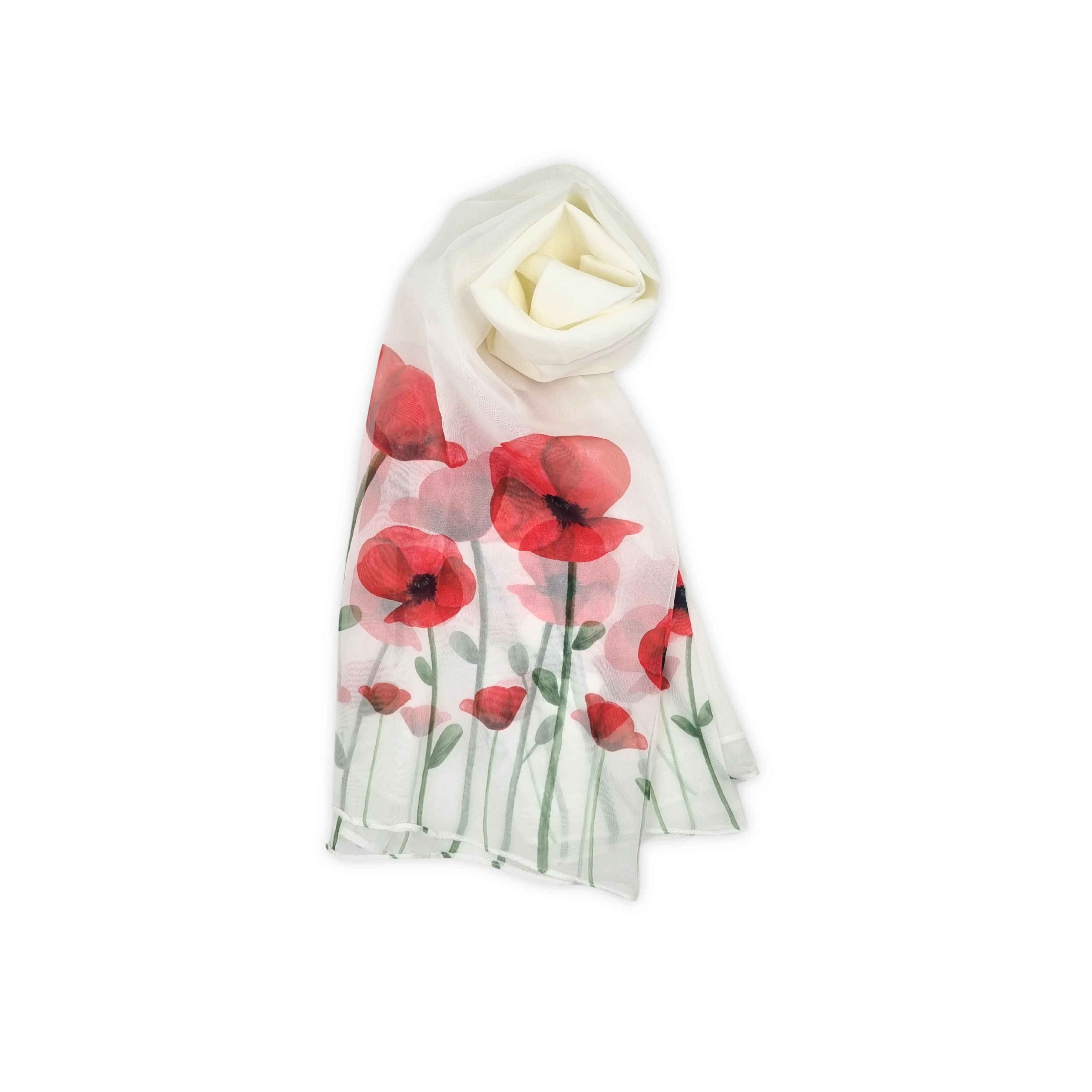 Chiffon Poppy Scarf - White - Image 4