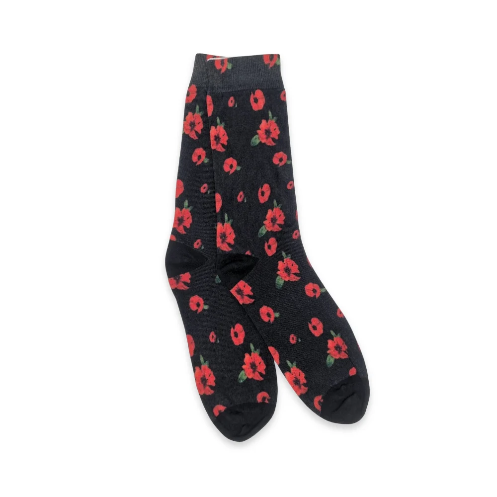 Socks: Poppies - black