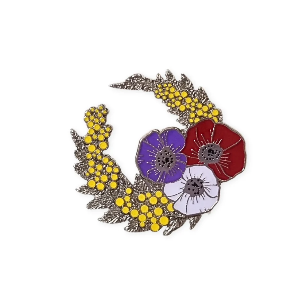 Wattle and Silver Fern Tri-colour Lapel Pin